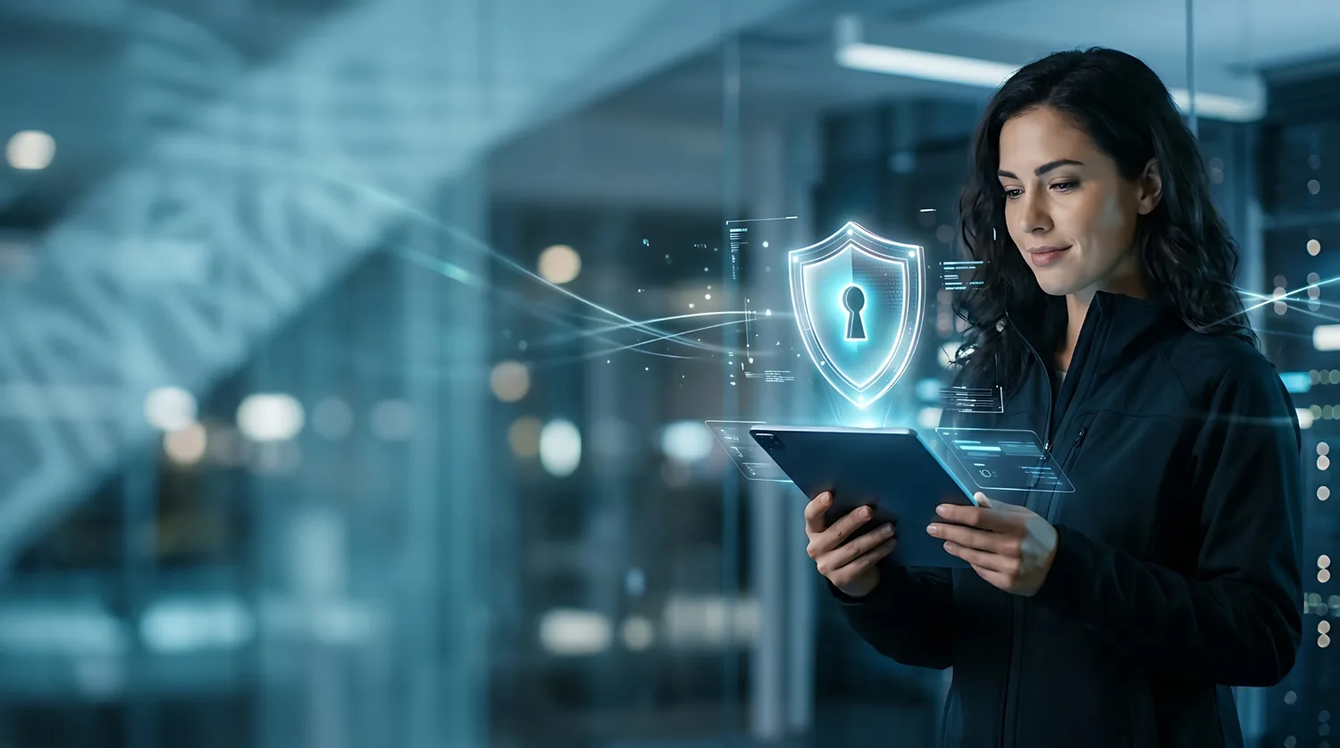 Business user working with digital security controls